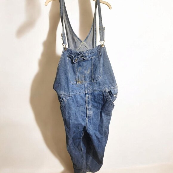 Old Navy Vtg Denim Bib Overalls Mens XL Blue Carpenter Dungarees Button Fly Y2K - Picture 1 of 16